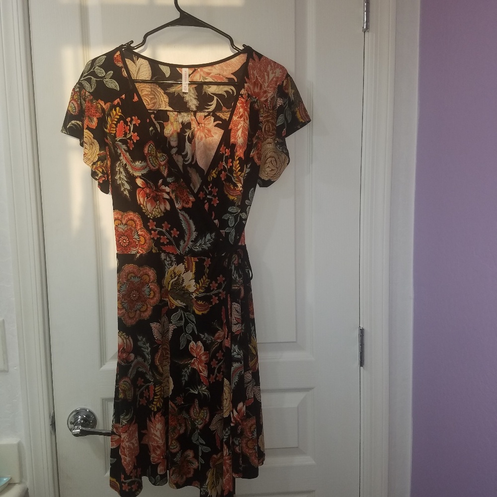 Self-Tie Flutter Floral Dress